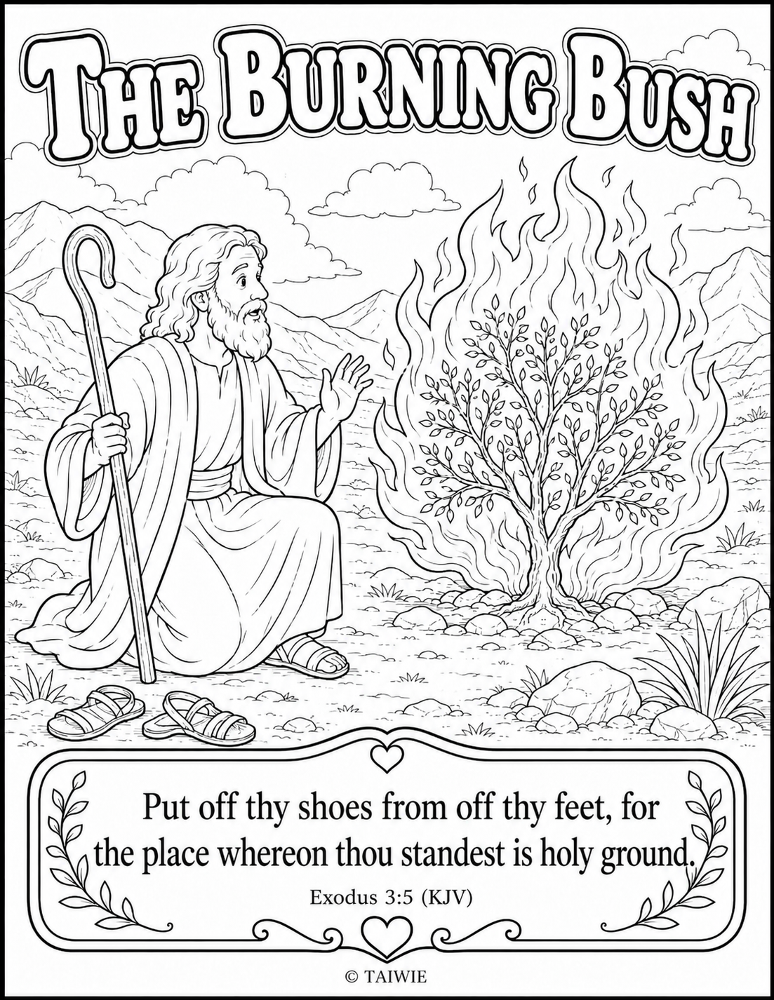 Exodus 3 5 coloring page