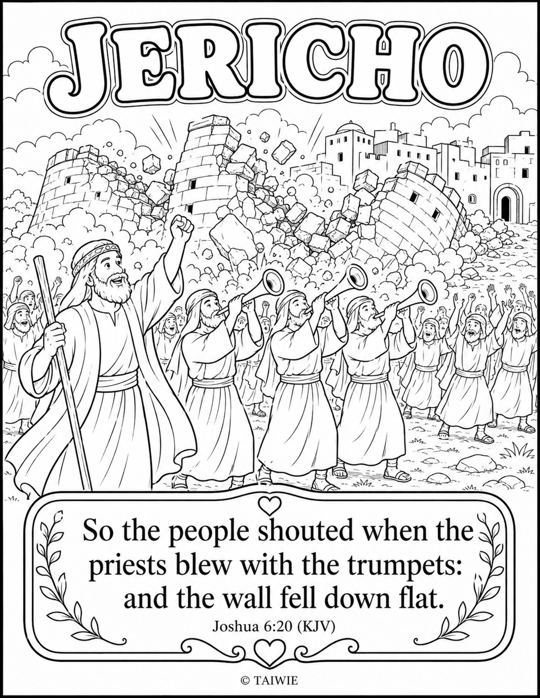 Joshua 6 20 coloring page