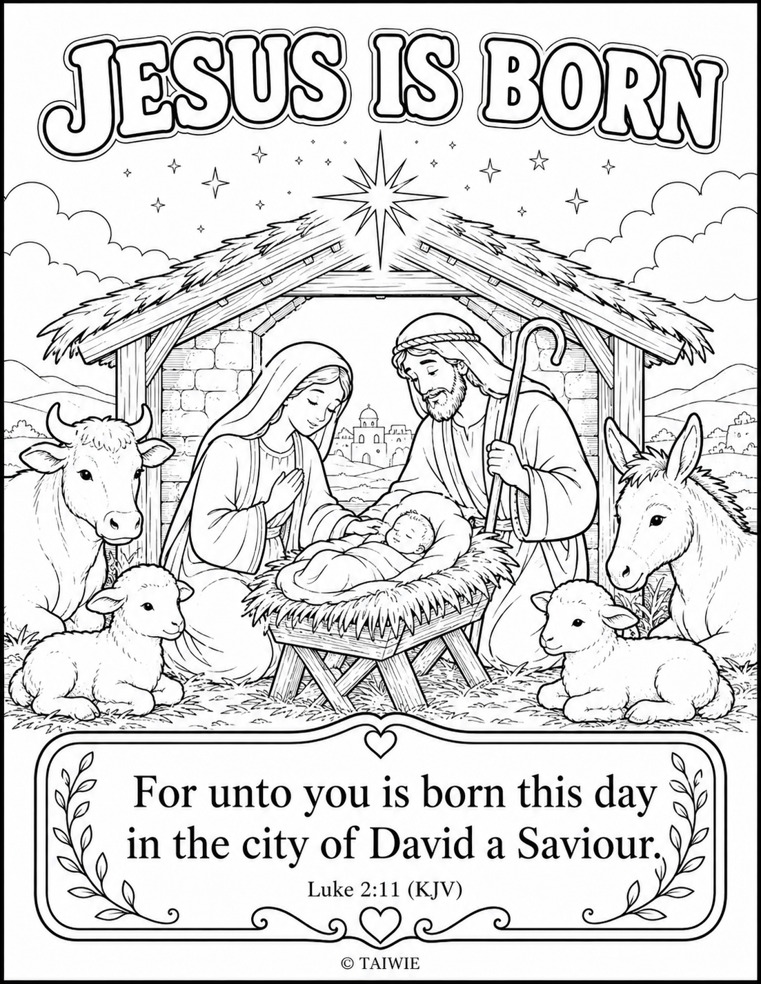 Luke 2 11 coloring page